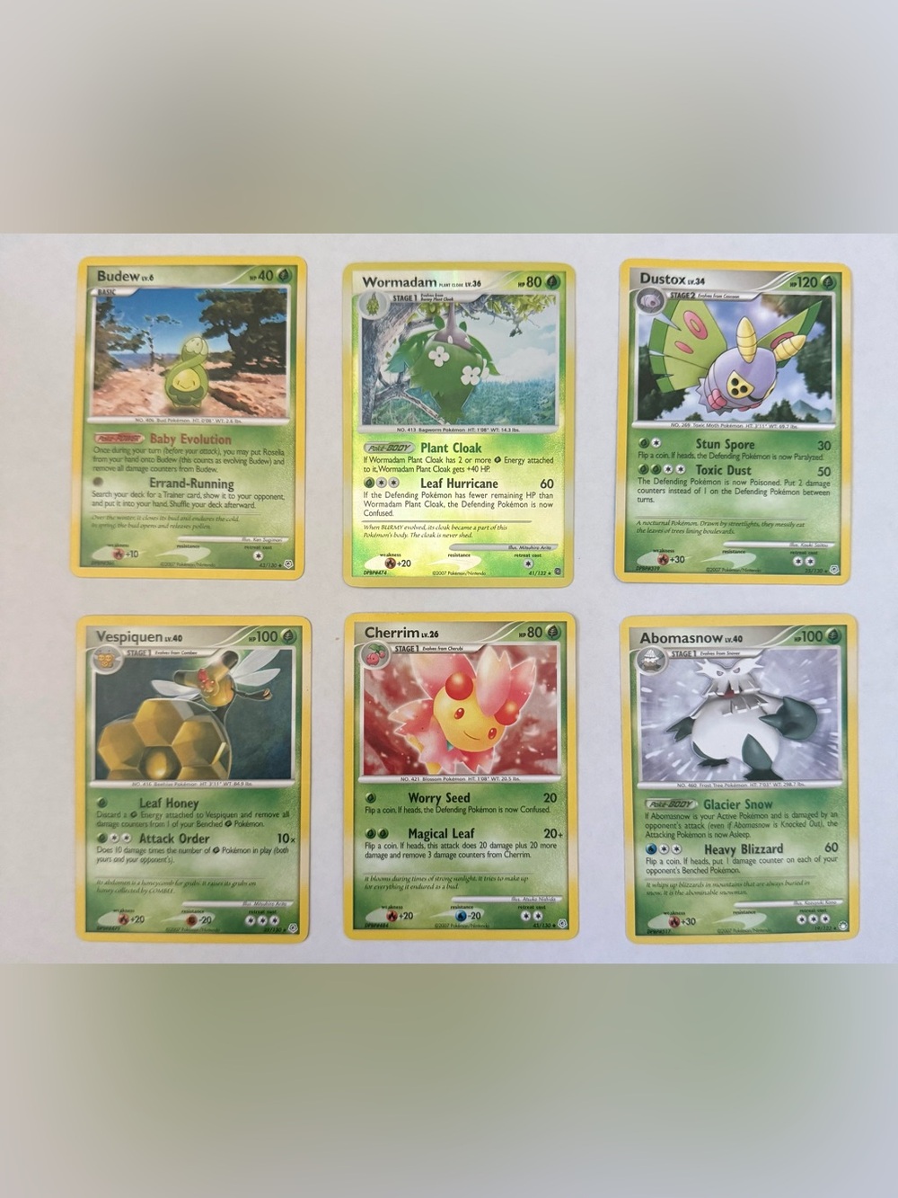 Pokemon DP Lot Wormadam Reverse Holo Budew Dustox Vespiquen Cherrim Abomasnow